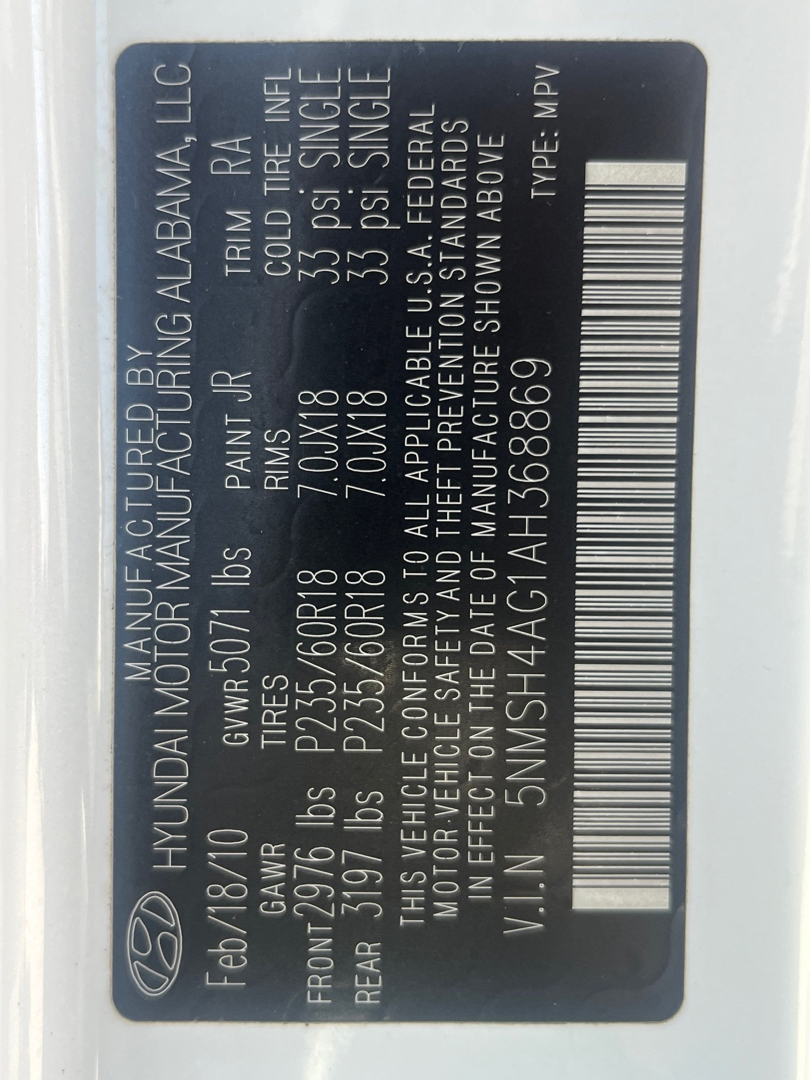 2010 Hyundai Santa Fe SE