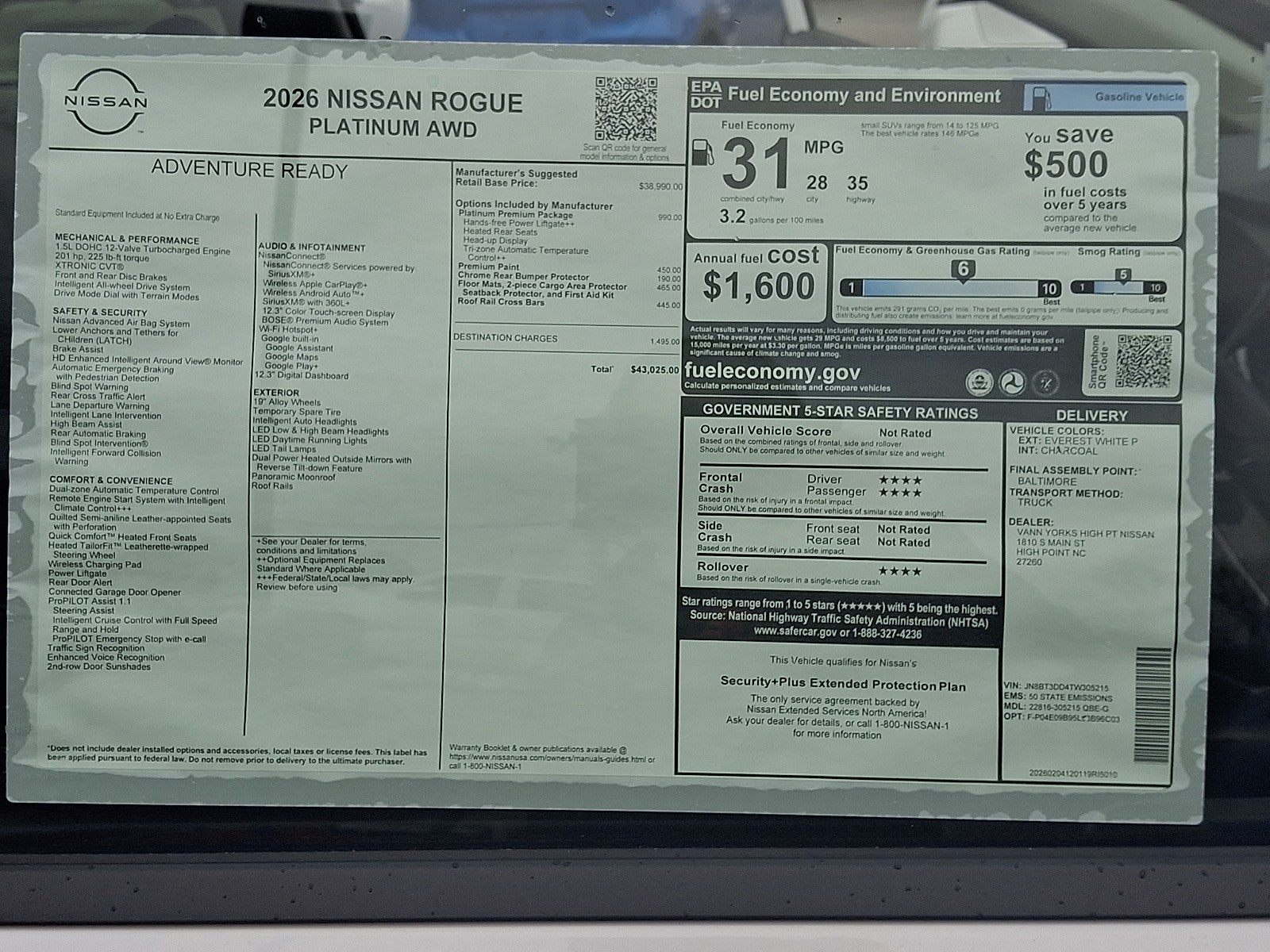 2026 Nissan Rogue Platinum
